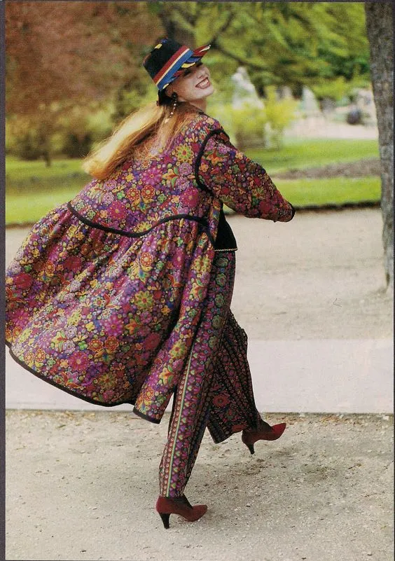 1990 Yves Saint Laurent XL Printed Challis Set