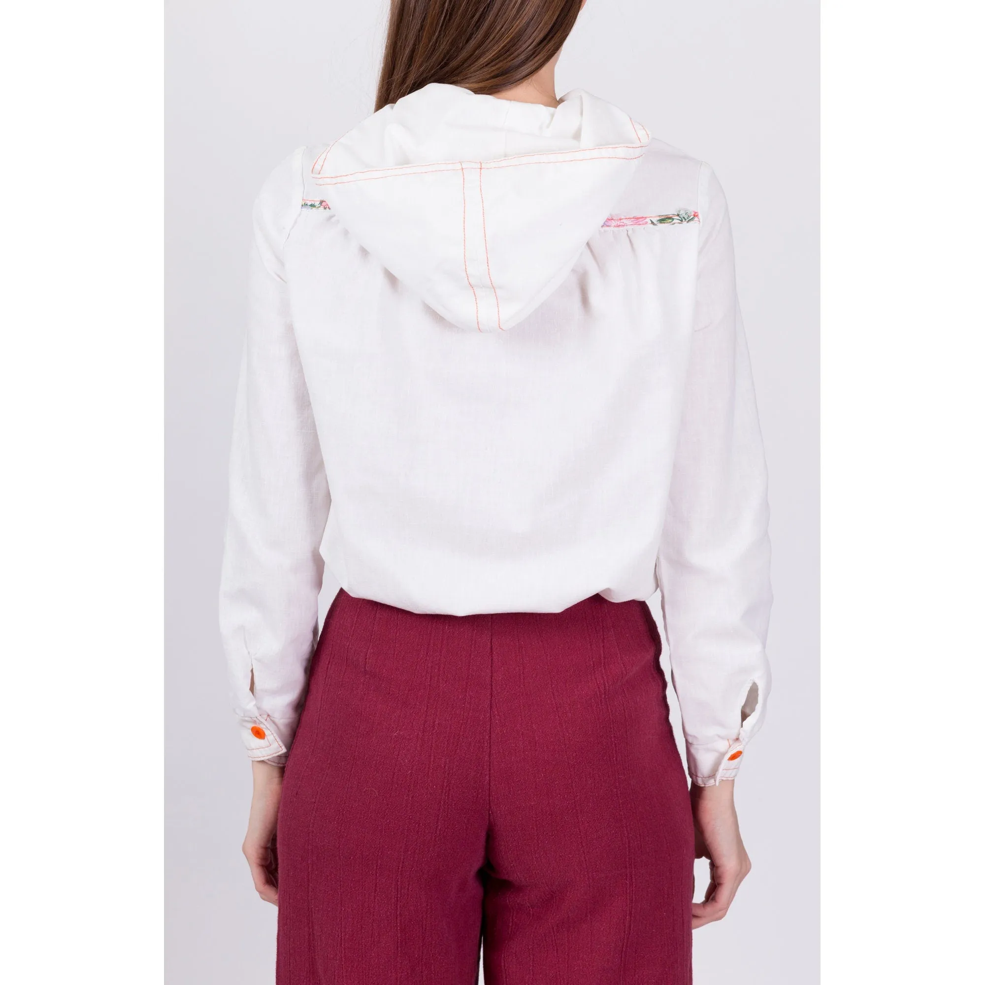 60s 70s Cropped Hoodie Jacket - Small