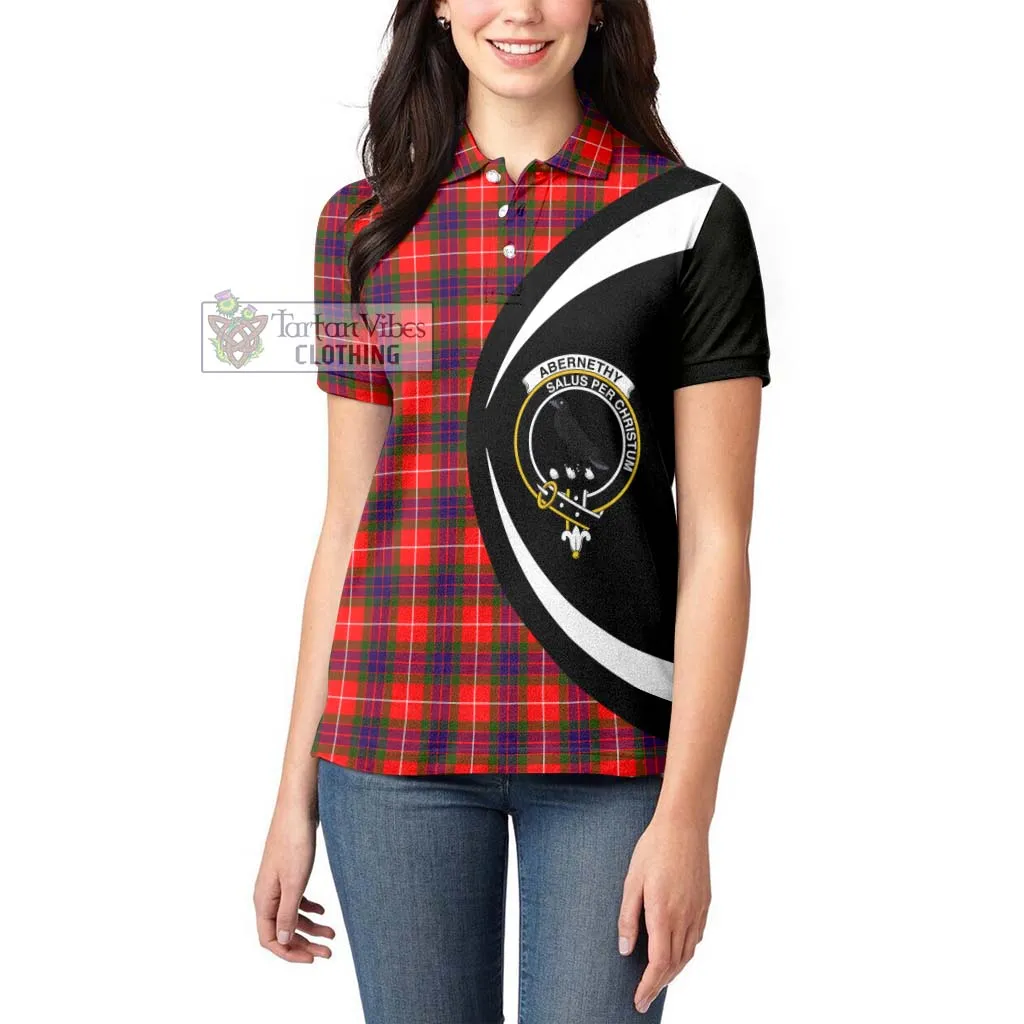 Abernethy Tartan Women's Polo Shirt with Family Crest Circle Style
