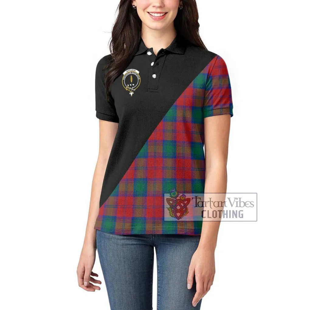 Affleck Tartan Women's Polo Shirt with Family Crest and Military Logo Style