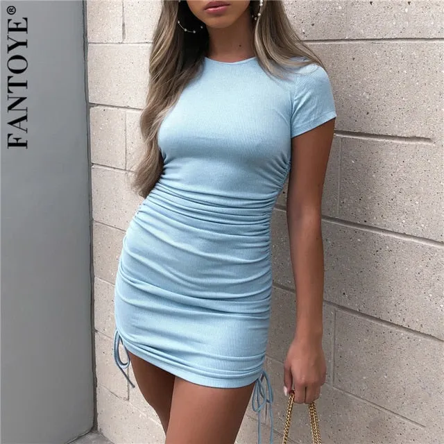 Afternoon Delight Rouched Drawstring Bodycon Dress