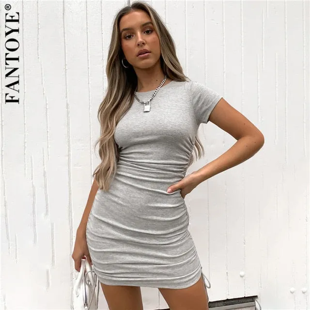 Afternoon Delight Rouched Drawstring Bodycon Dress