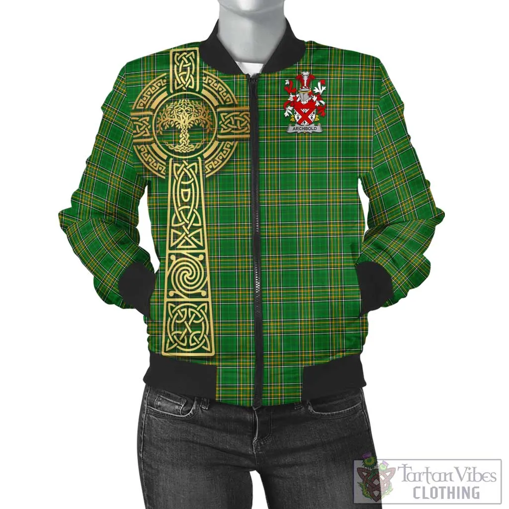 Archbold Irish Clan Tartan Bomber Jacket with Coat of Arms Celtic Tree of Life Style