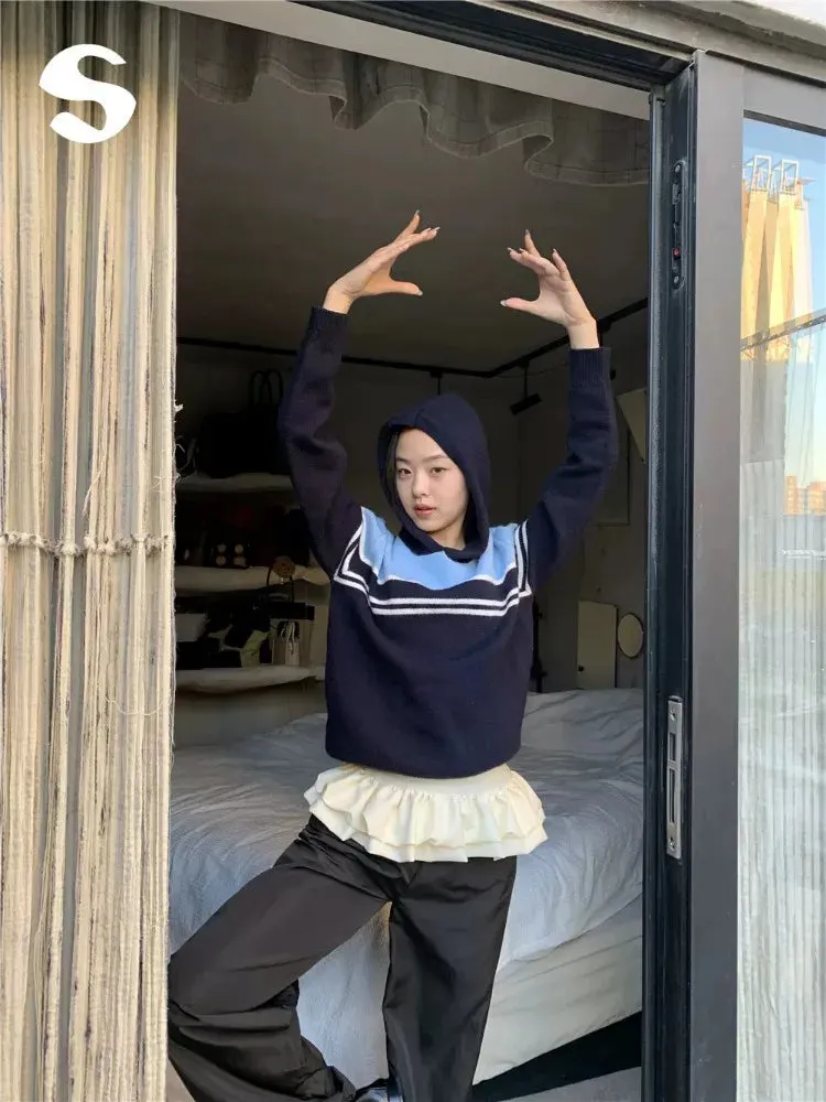 Back To School Sonicelife Ballet Skirt Patchwork Straight Pants Women High Street Design Elastic High Waist Sweatpants Korean Style Loose Trousers