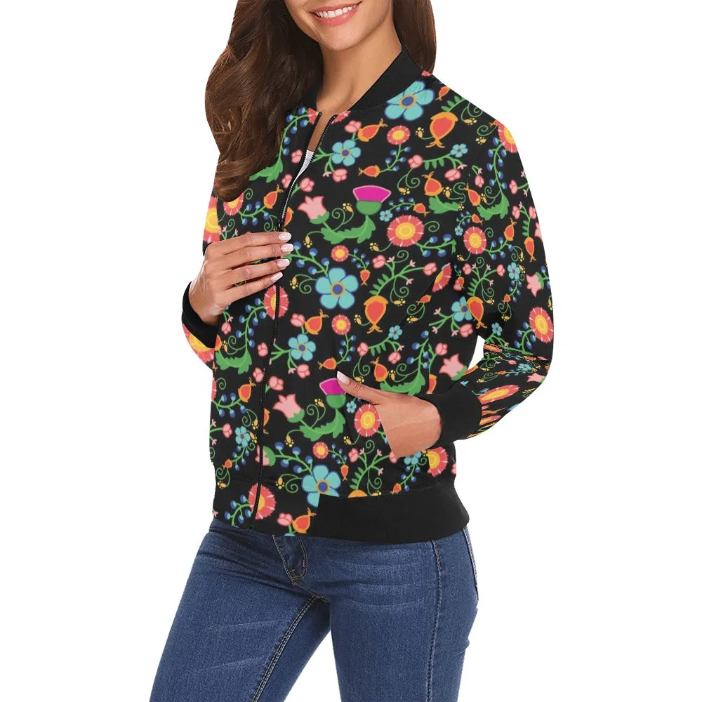 Bee Spring Night Bomber Jacket for Women