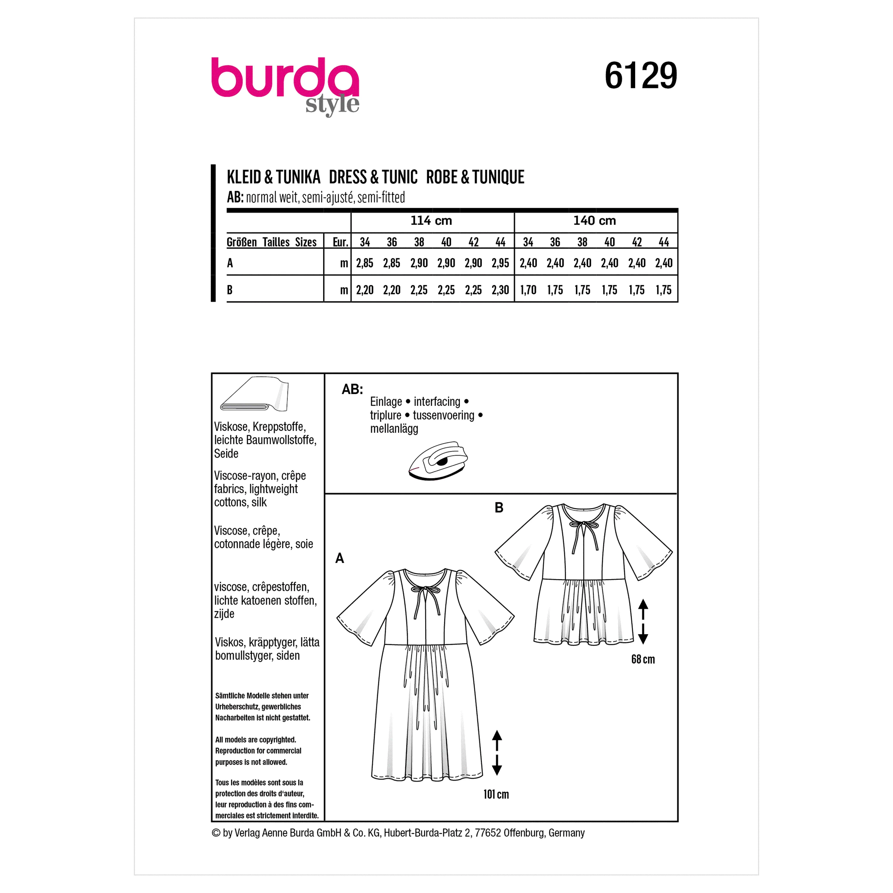 Burda Sewing Pattern 6129 Dress