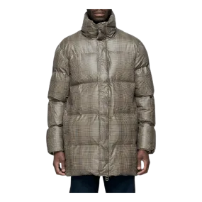 Check Puffer Coat Khaki