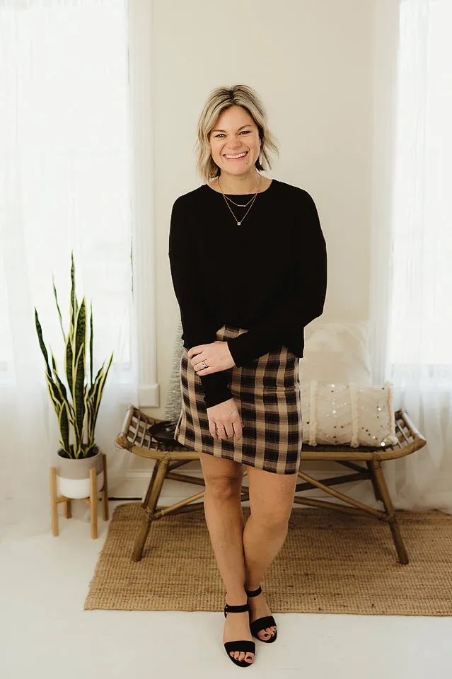 Checker Suede Skirt
