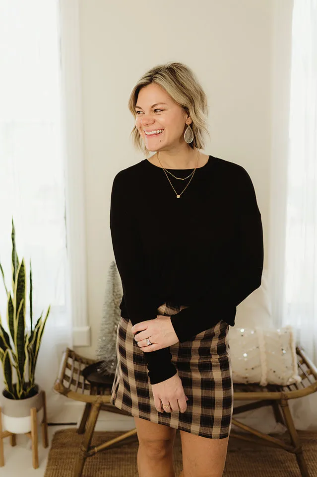 Checker Suede Skirt