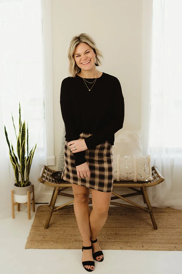 Checker Suede Skirt