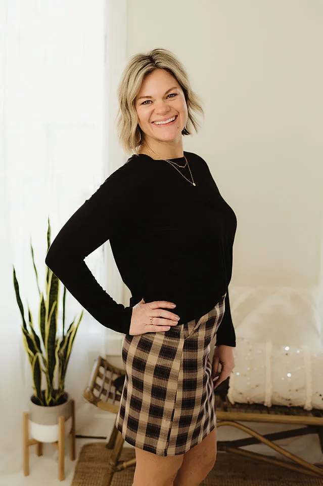 Checker Suede Skirt