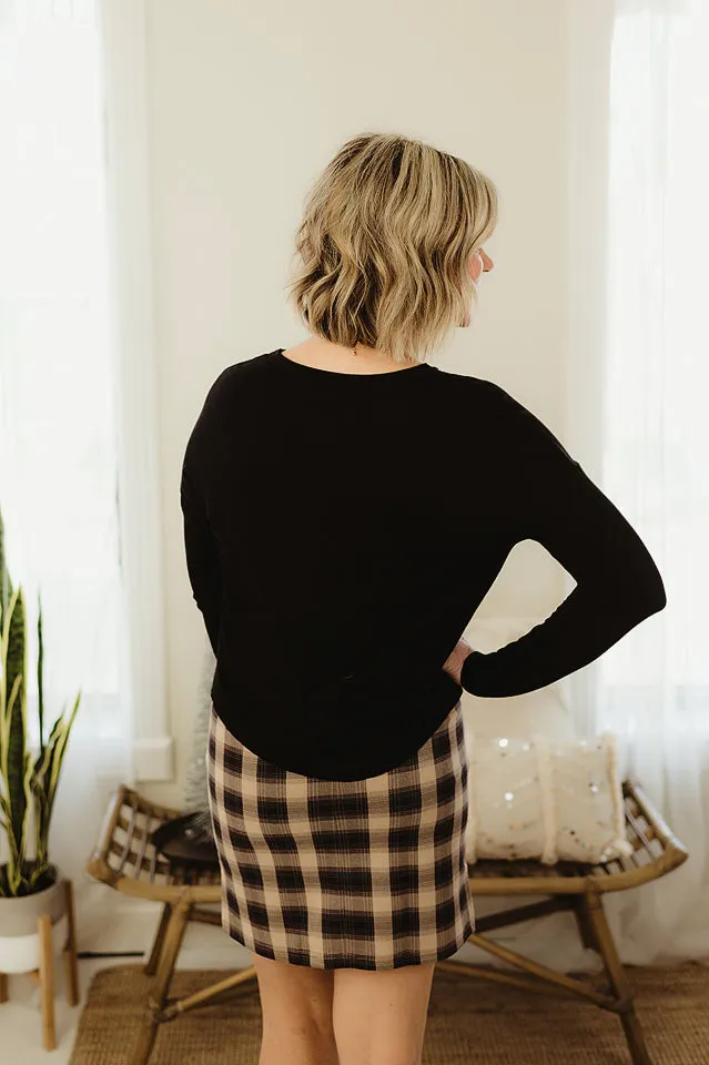 Checker Suede Skirt