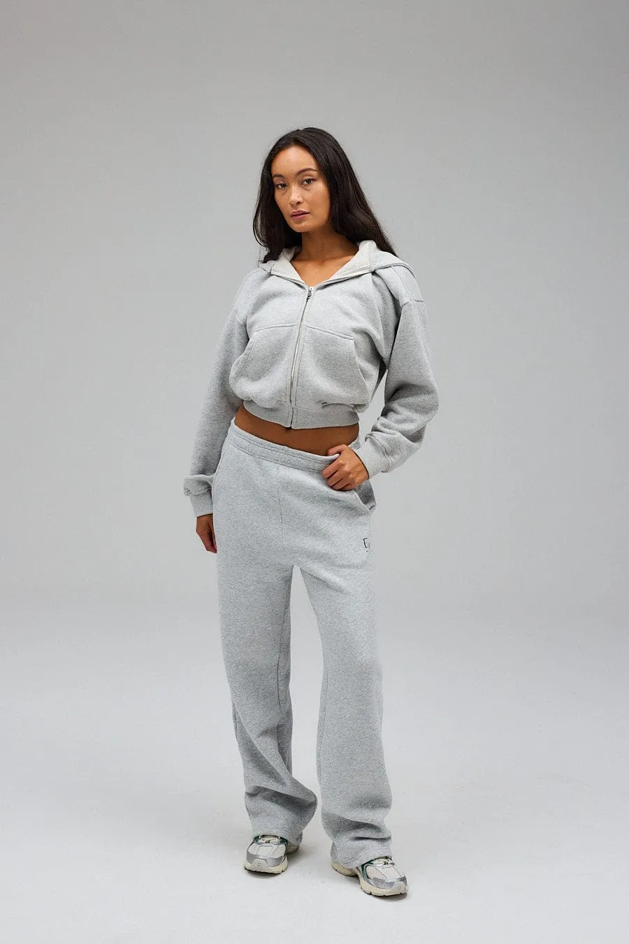 Cropped Zip Hoodie - Grey