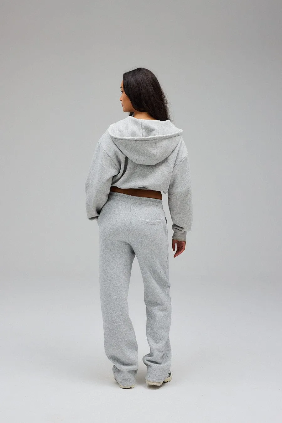 Cropped Zip Hoodie - Grey
