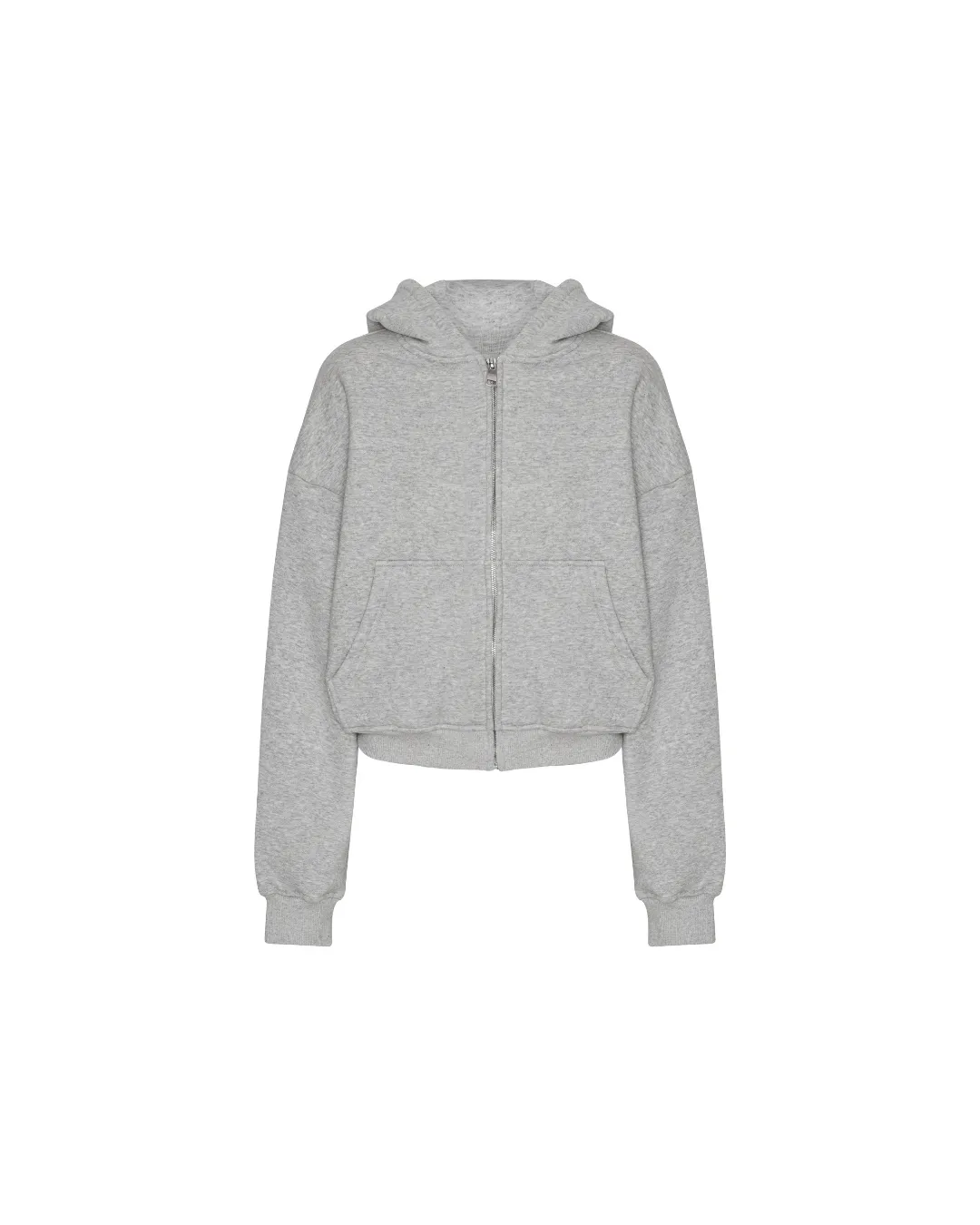 Cropped Zip Hoodie - Grey