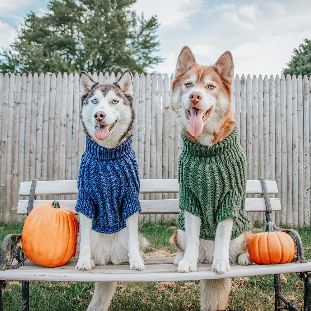 Dog Cable Knit Sweater - Navy