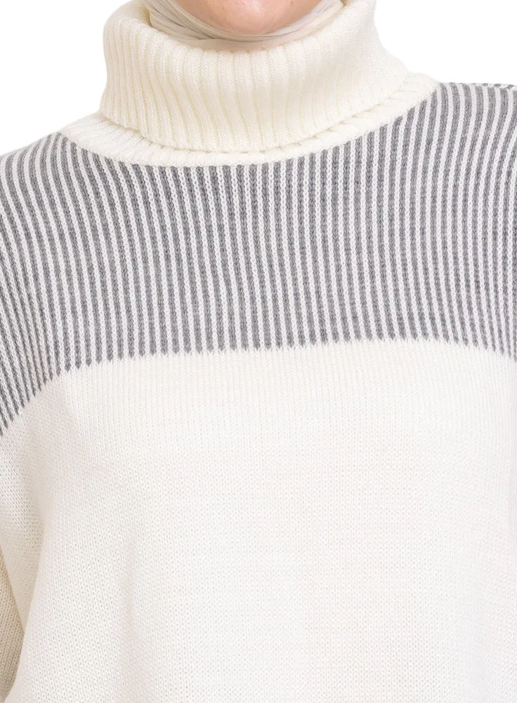 Forest Grey Striped Pullover Design 1
