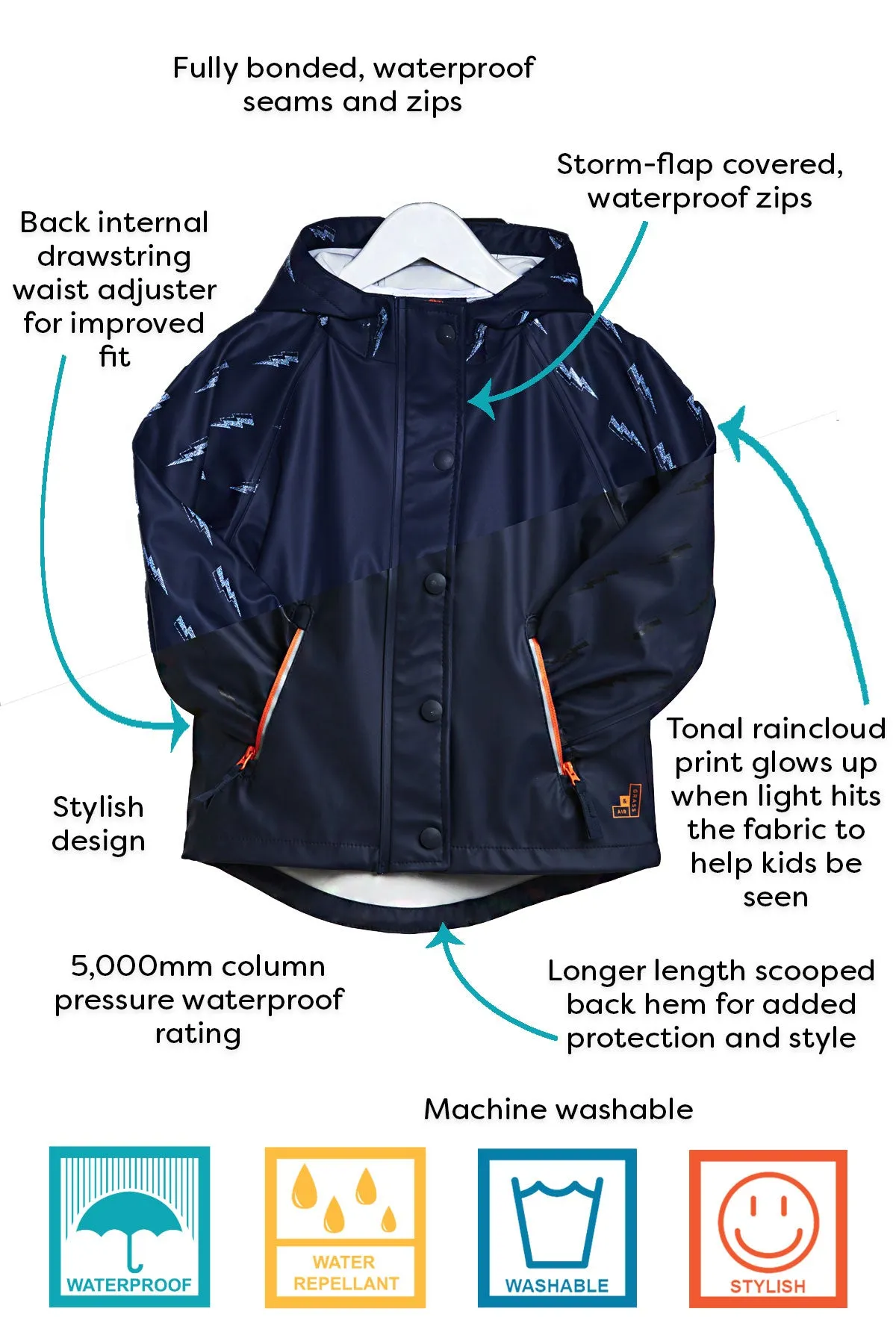 GRASS & AIR - Boys Lightening Bolt Light Catcher - Navy