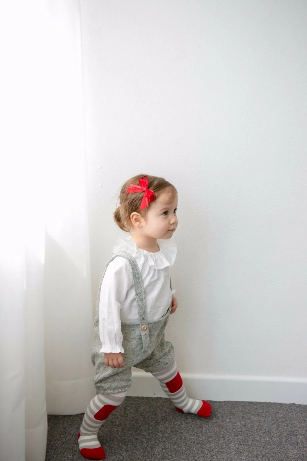Grey Striped Red Patch Tights