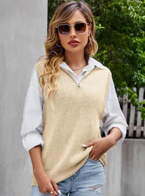 Grey V-neck Sweater Loose Pullover Vest