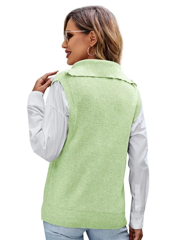 Grey V-neck Sweater Loose Pullover Vest