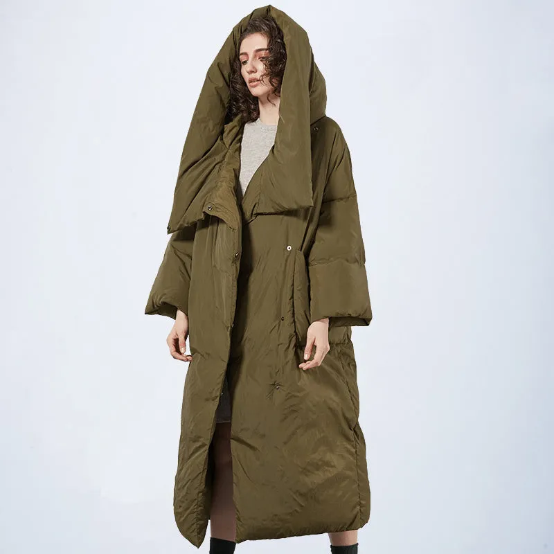 Kjmyyx 2023 New Winter Womens Oversized Hooded Parkas Coats Female Fashion Solid Warm Jackets Plus S