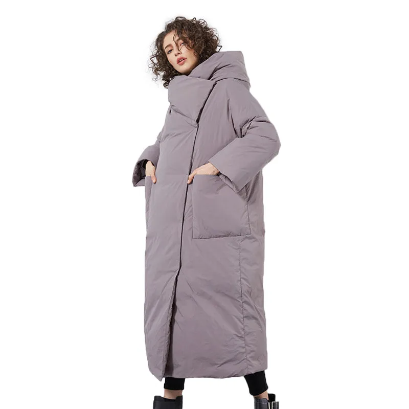 Kjmyyx 2023 New Winter Womens Oversized Hooded Parkas Coats Female Fashion Solid Warm Jackets Plus S