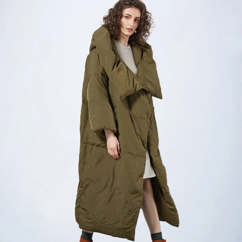 Kjmyyx 2023 New Winter Womens Oversized Hooded Parkas Coats Female Fashion Solid Warm Jackets Plus S