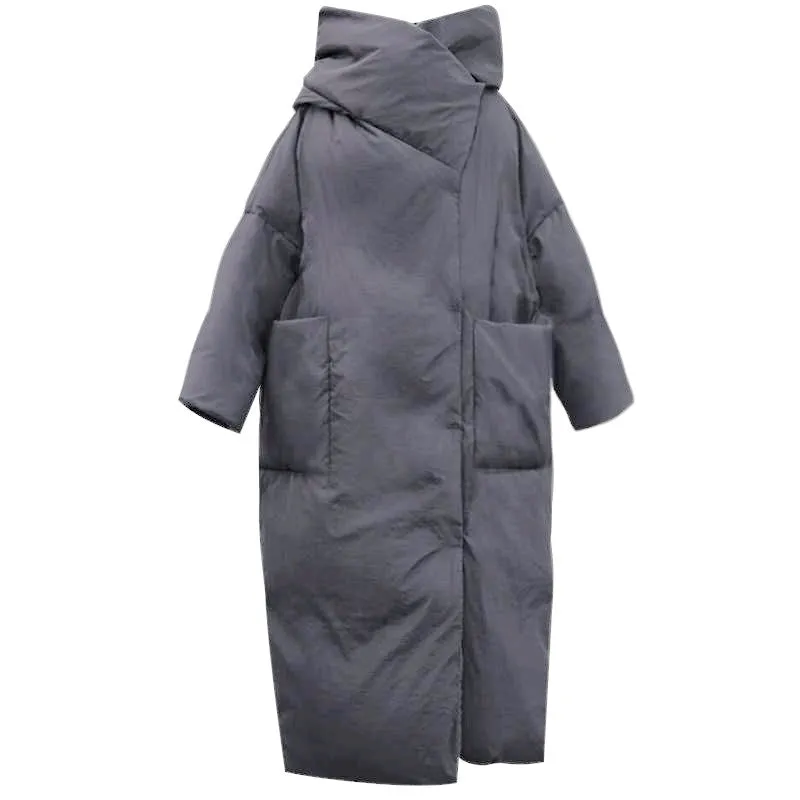 Kjmyyx 2023 New Winter Womens Oversized Hooded Parkas Coats Female Fashion Solid Warm Jackets Plus S