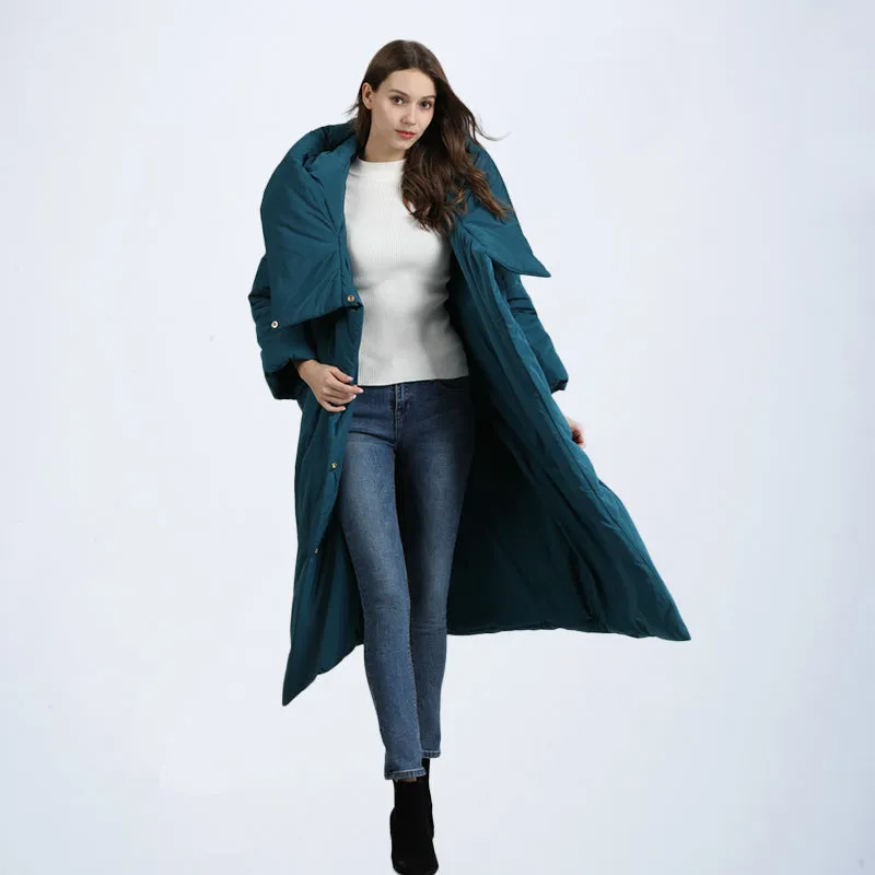 Kjmyyx 2023 New Winter Womens Oversized Hooded Parkas Coats Female Fashion Solid Warm Jackets Plus S