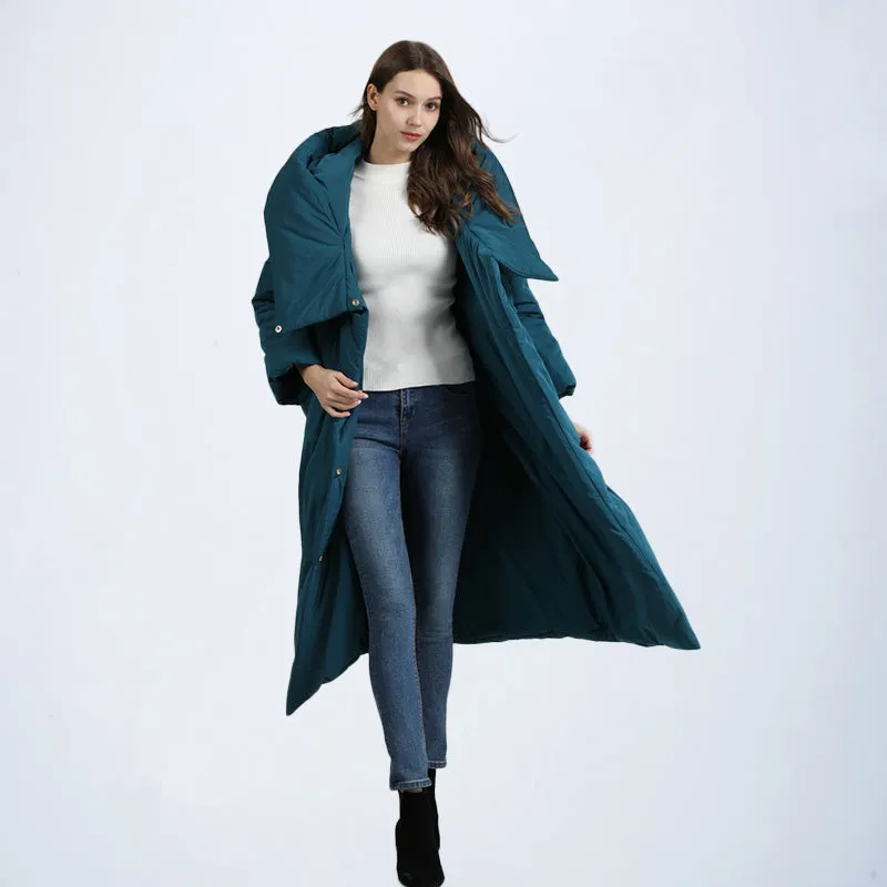 Kjmyyx 2023 New Winter Womens Oversized Hooded Parkas Coats Female Fashion Solid Warm Jackets Plus S