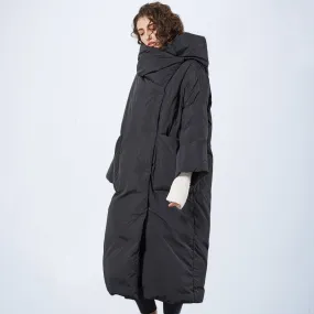 Kjmyyx 2023 New Winter Womens Oversized Hooded Parkas Coats Female Fashion Solid Warm Jackets Plus S