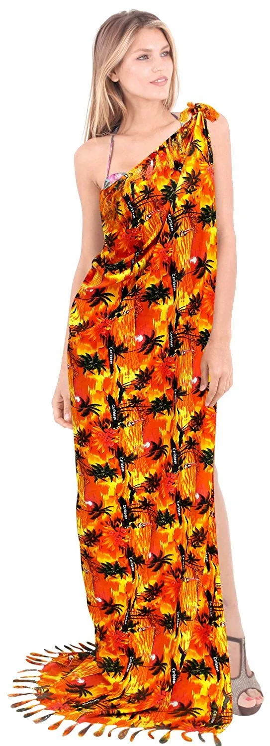LA LEELA Beach Bikini Cover up Wrap Maxi Women Bathing Suit Sarong 24 ONE Size