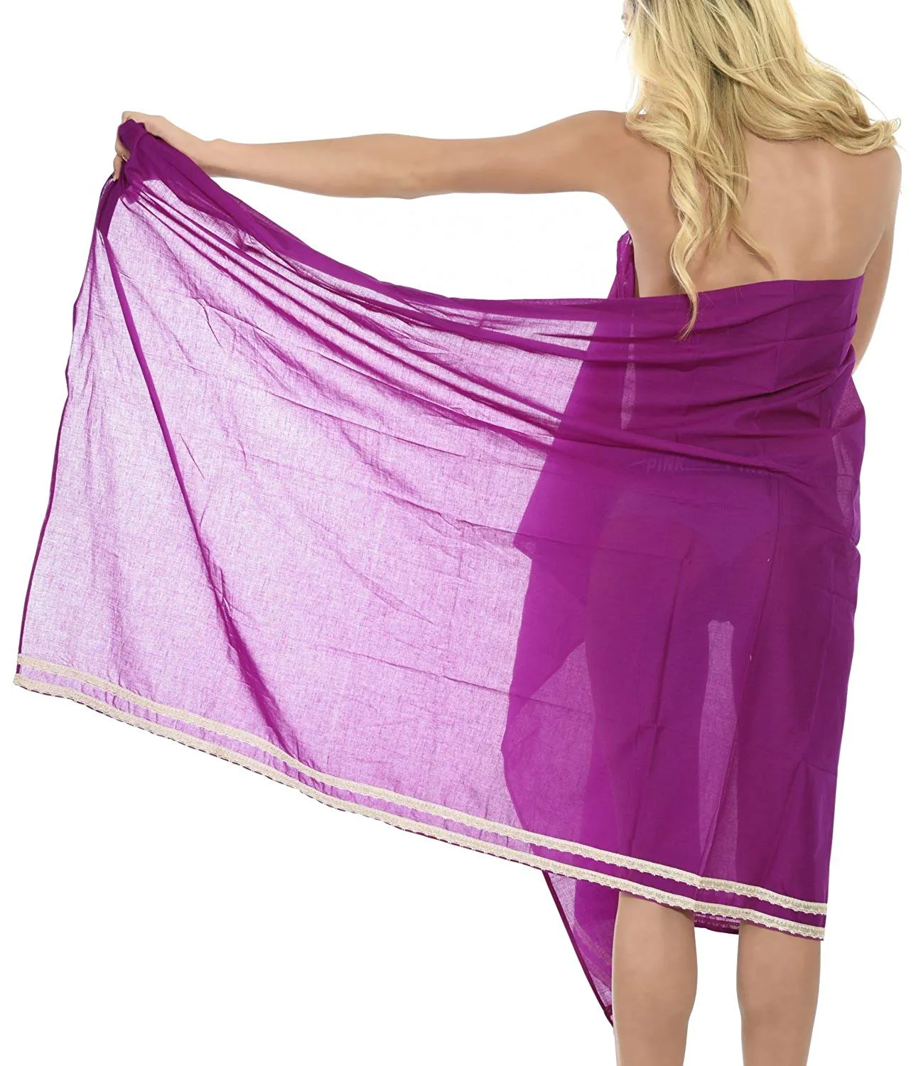 LA LEELA Cotton Swimsuit Cover Up Long Dress Sarong Solid 78"X39" Violet_2144