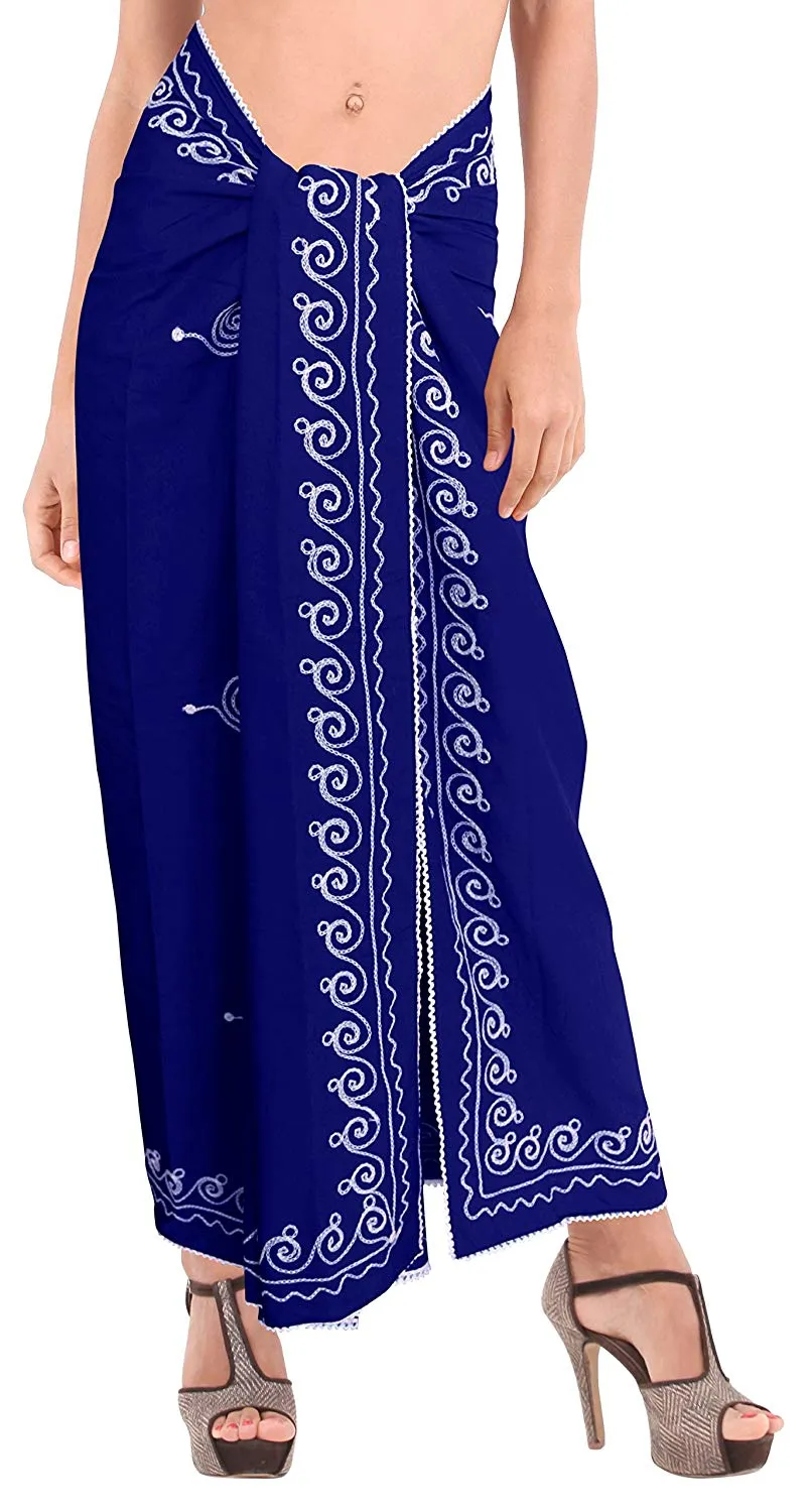 LA LEELA Women's Bikini Wrap Cover up Swimsuit Dress Sarong Solid 2 ONE Size