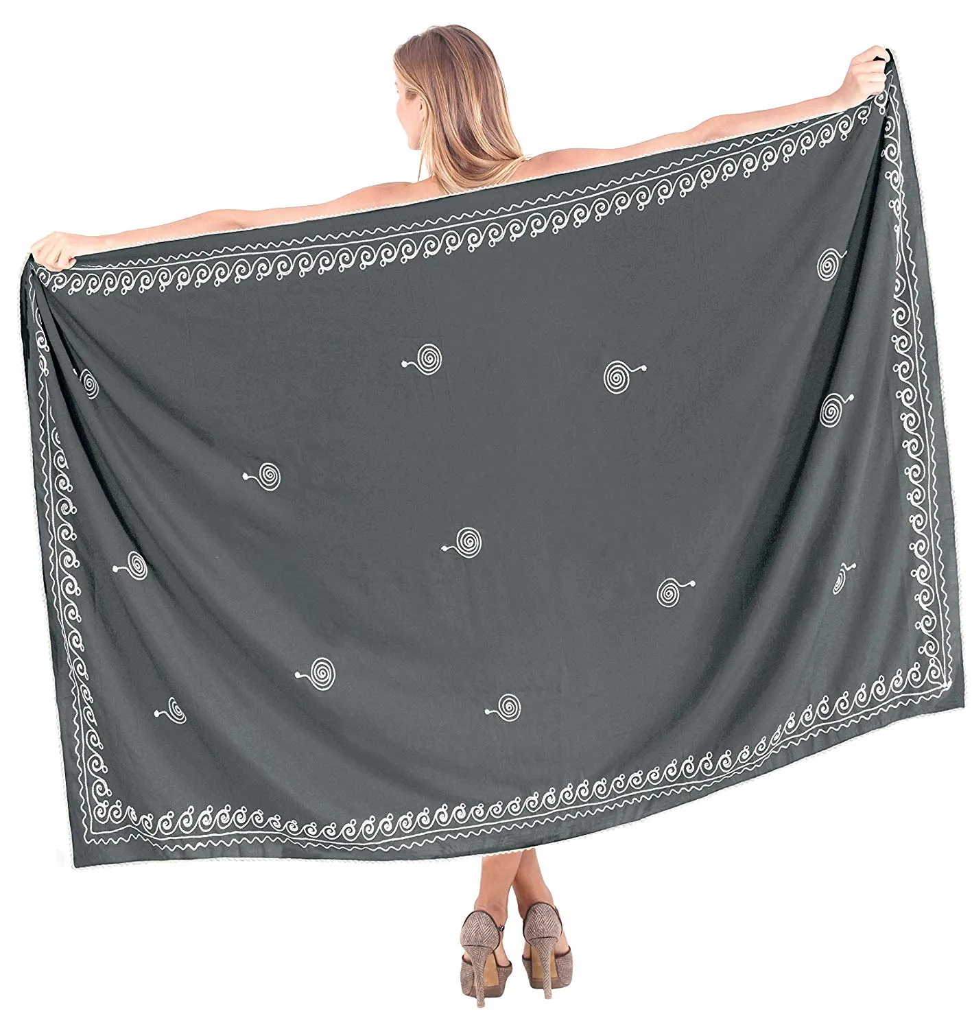 LA LEELA Women's Bikini Wrap Cover up Swimsuit Dress Sarong Solid 2 ONE Size
