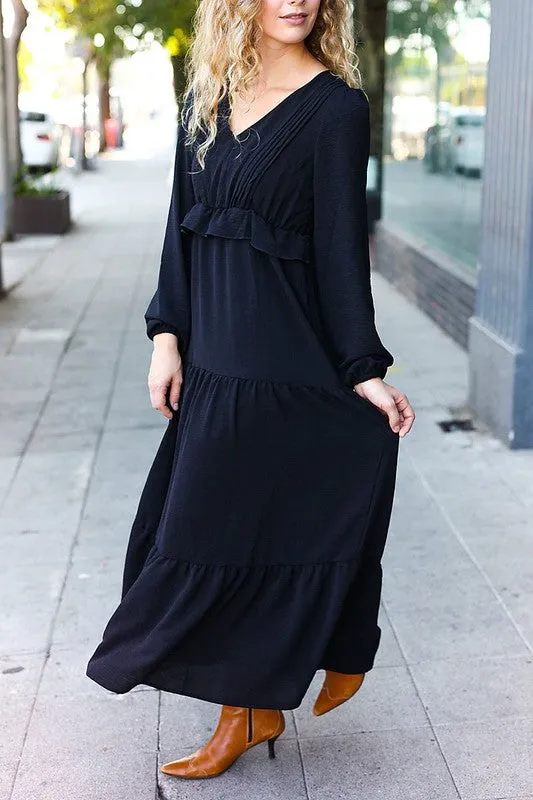 Maxi Dress with Ruffle Waist Style 6791 in Black
