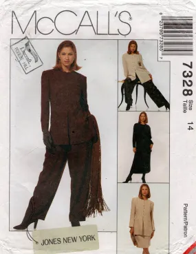 McCall's 7328 JONES NEW YORK Womens Jacket Tunic Skirt & Pants 1990s Vintage Sewing Pattern Size 14 or 18 UNCUT Factory Folded