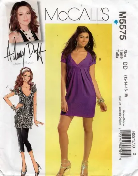 McCall's M5575 HILARY DUFF Easy Womens High Waisted Stretch Tunic & Dress Out Of Print Sewing Pattern Sizes 12 - 18 UNCUT Factory Folded