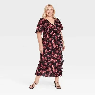 New - Women's Ruffle Flounce Short Sleeve Maxi Dress - A New Day