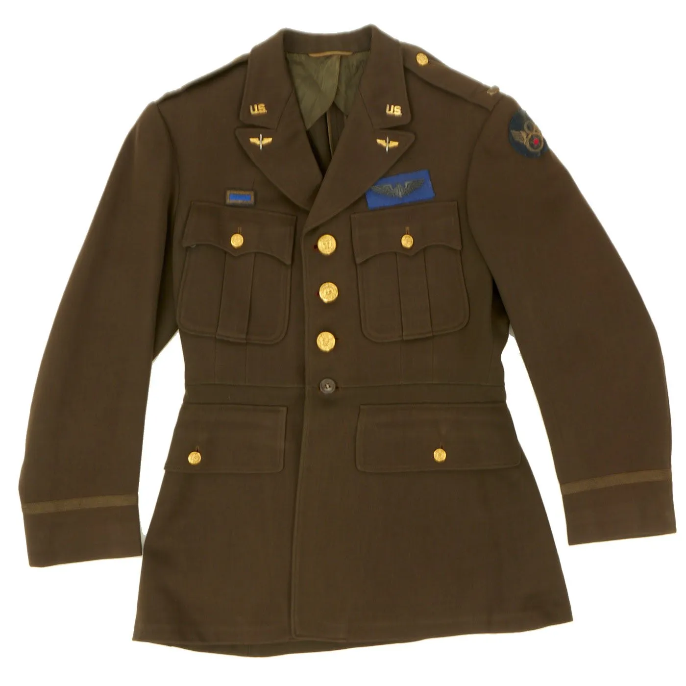 Original U.S. WWII 8th Air Force Bombardier Lieutenant Class A Jacket with Full Bullion Insignia