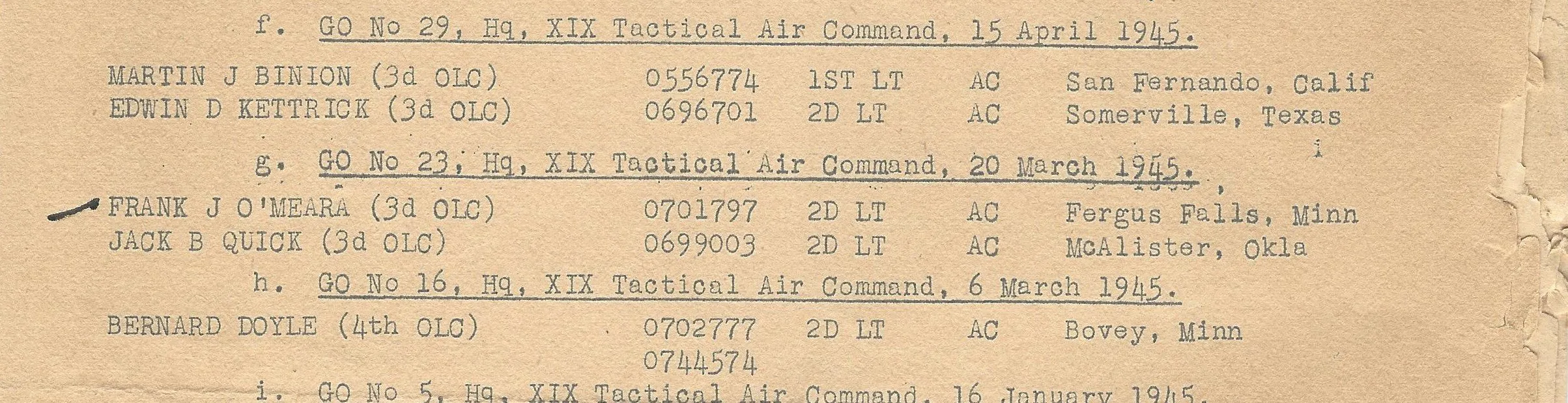 Original U.S. WWII P-47 Thunderbolt Fighter Pilot Named Grouping with Interview - 392nd Fighter Squadron