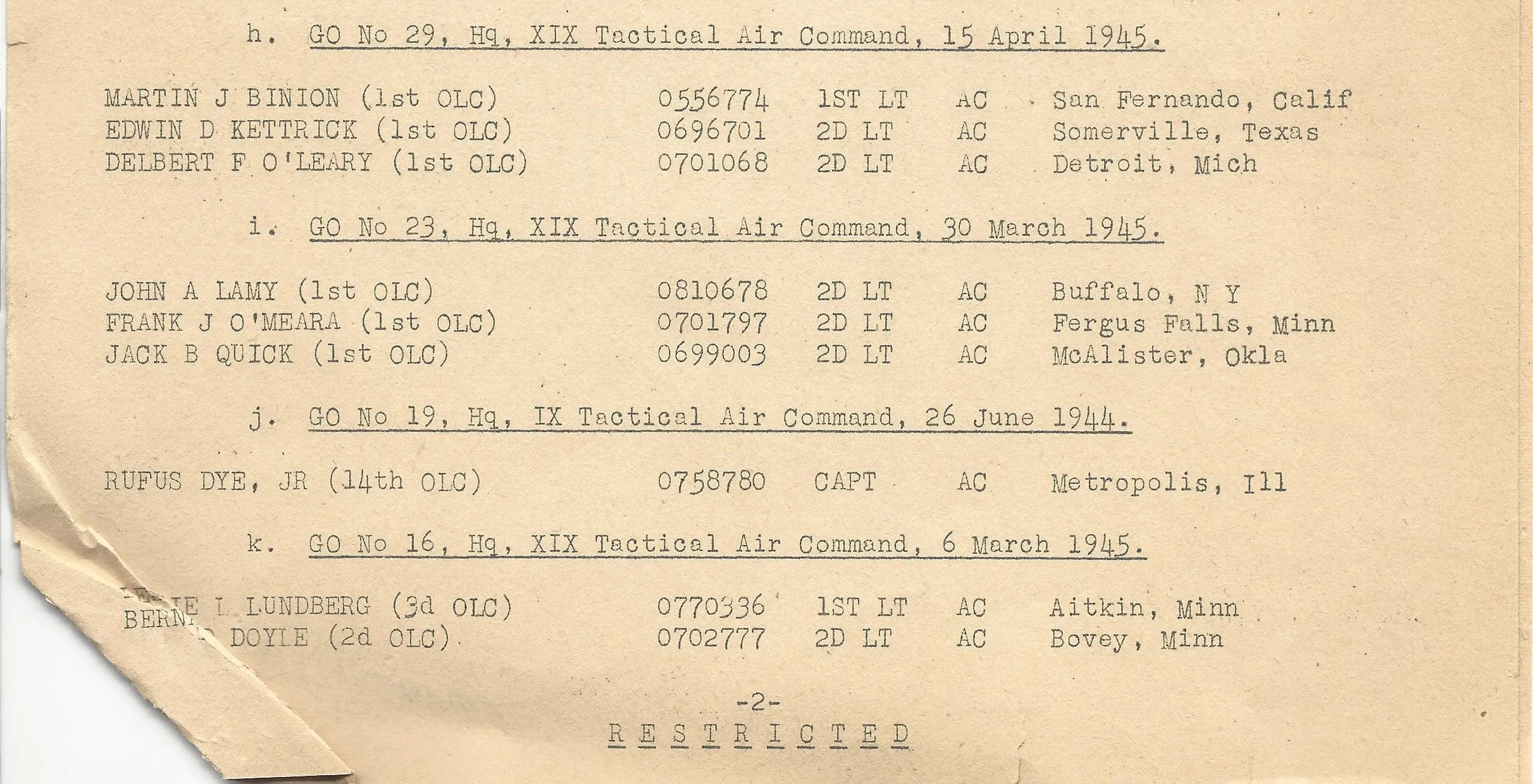 Original U.S. WWII P-47 Thunderbolt Fighter Pilot Named Grouping with Interview - 392nd Fighter Squadron