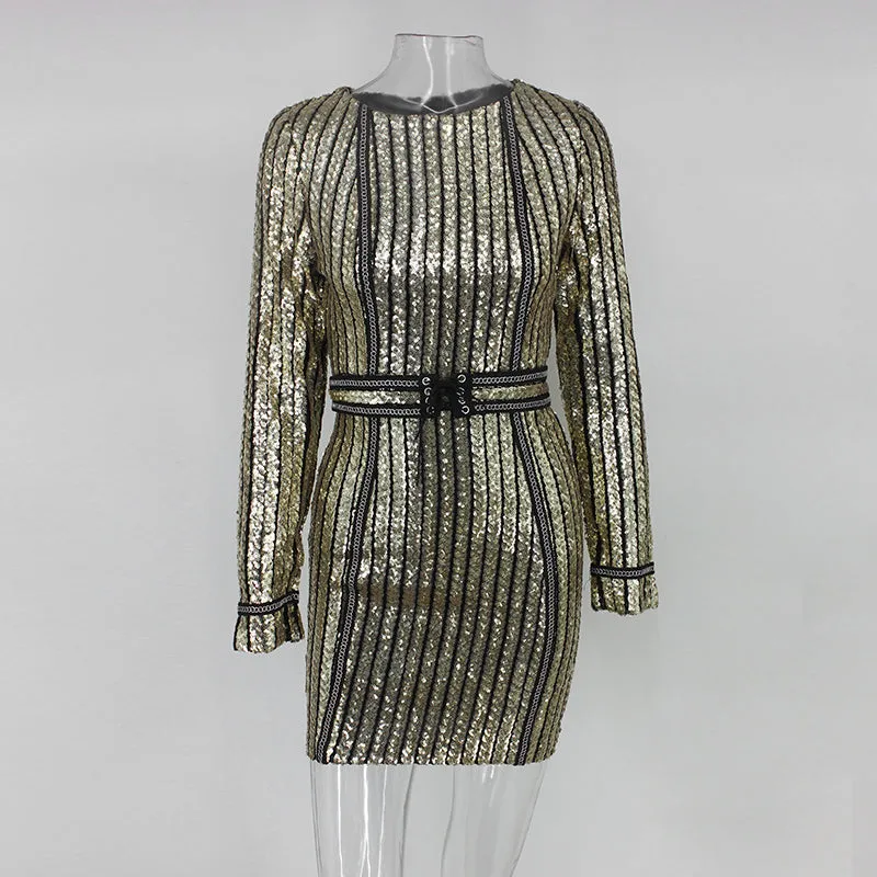 "Shining" gold metallic bodycon mini dress
