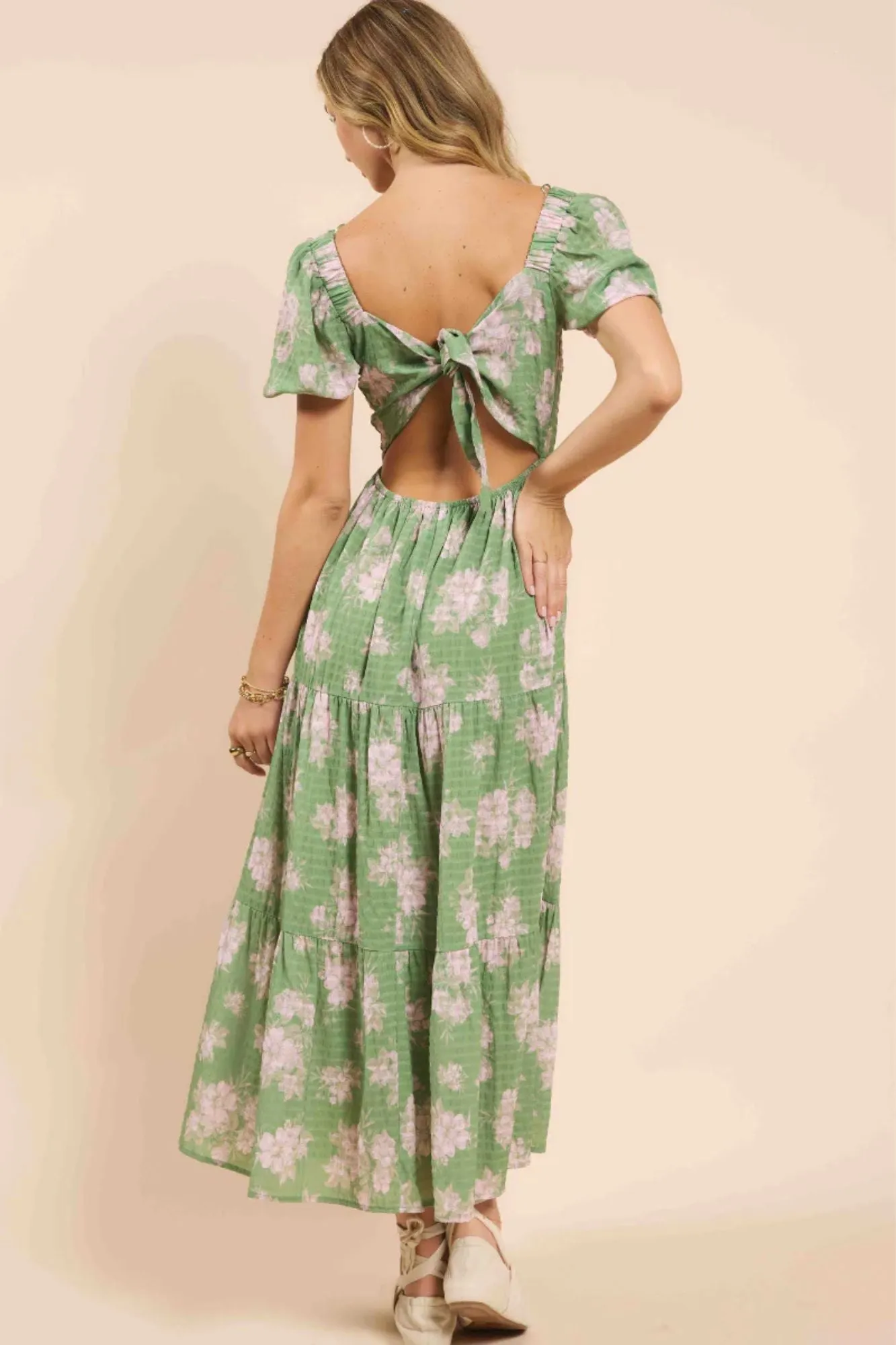 Rainy Days Tired Maxi Dress W Back Tie