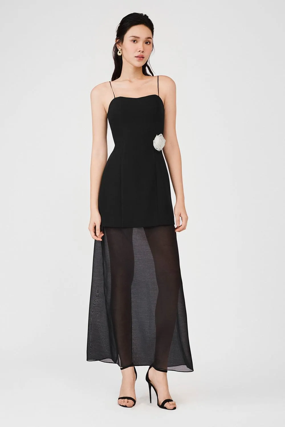 Reign A-line Spaghetti Strap Rain Cloth Ankle Length Dress