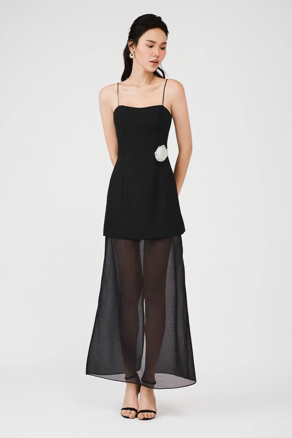 Reign A-line Spaghetti Strap Rain Cloth Ankle Length Dress