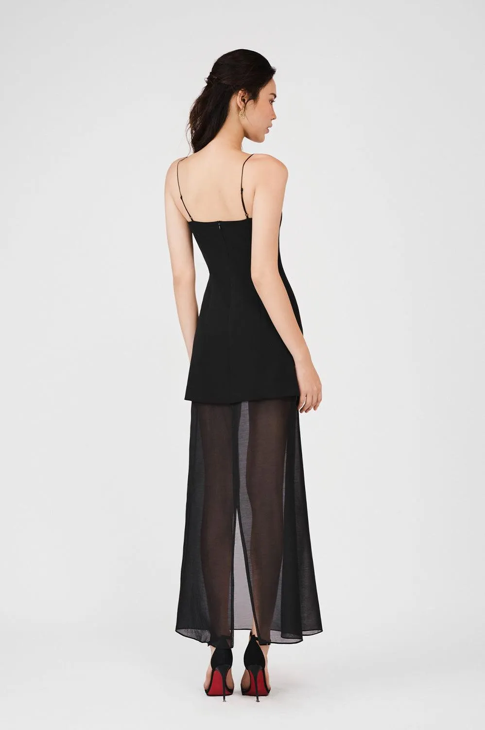 Reign A-line Spaghetti Strap Rain Cloth Ankle Length Dress