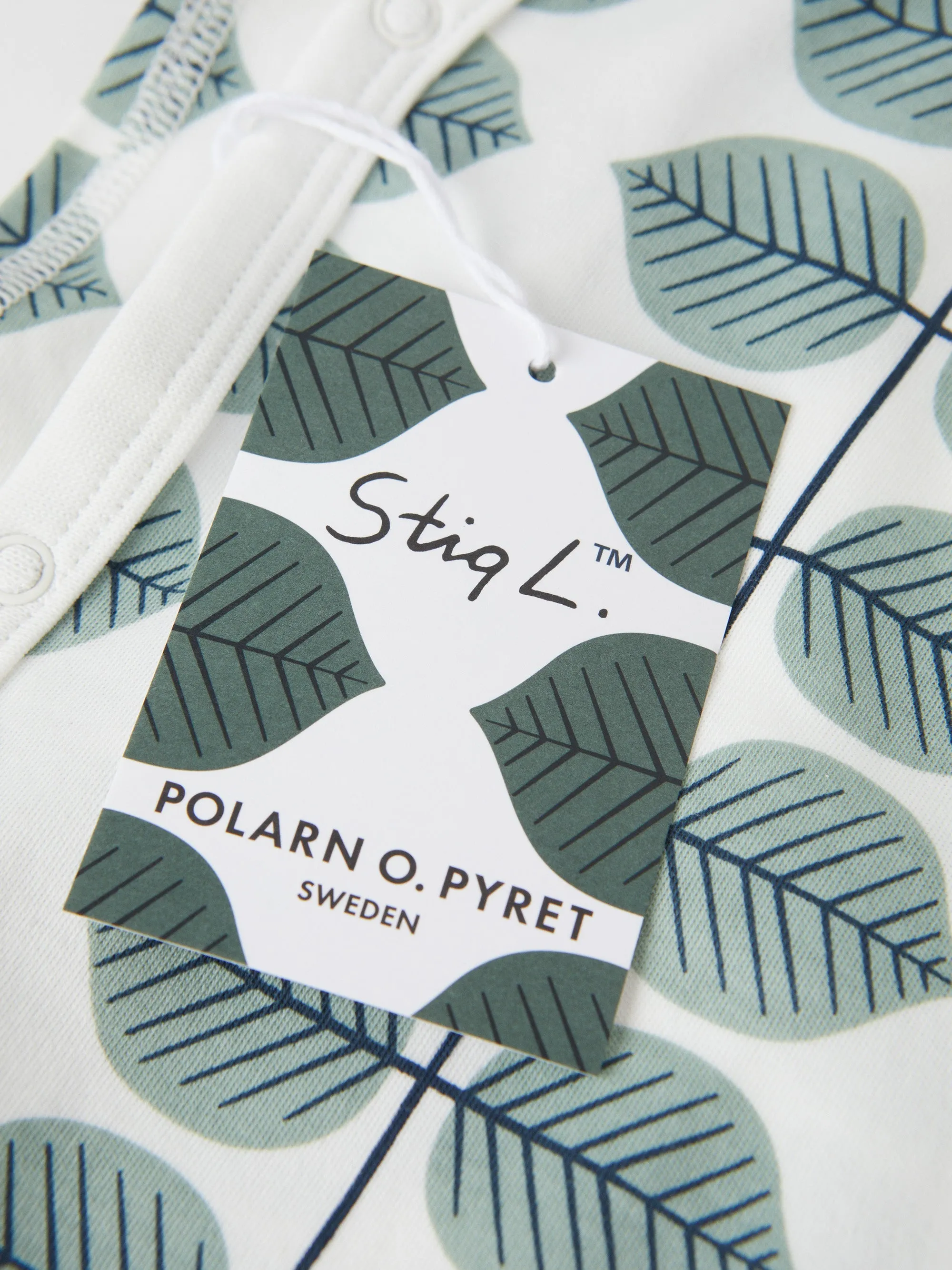 Scandi Leaf Wraparound Baby Bodysuit