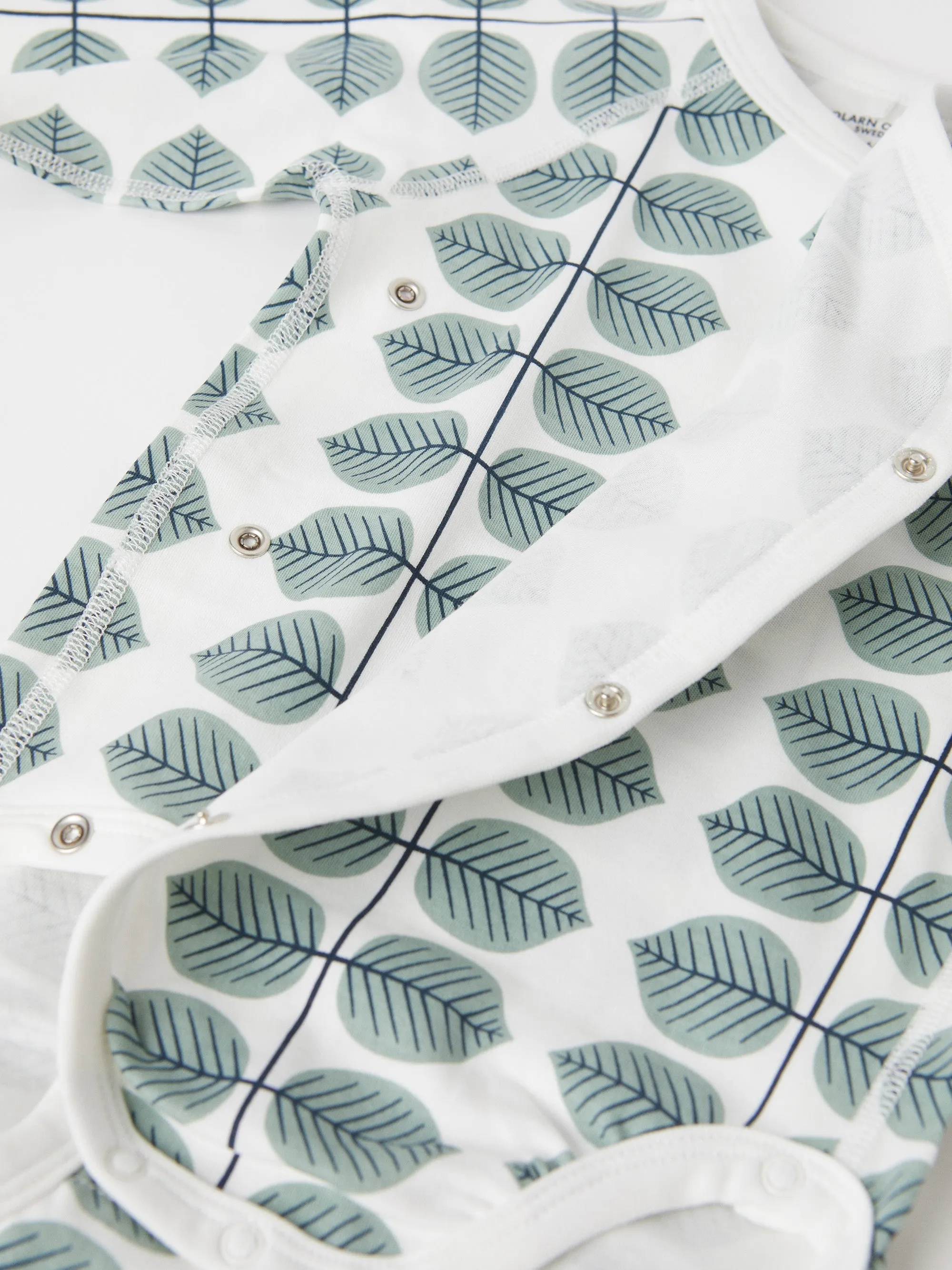 Scandi Leaf Wraparound Baby Bodysuit